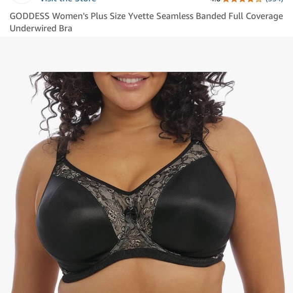 GODDESS Yvette Black Underwire Bra 48DD NWT - Picture 1 of 5